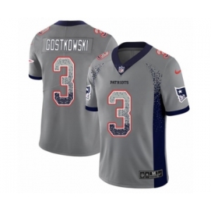 Men's Nike New England Patriots #3 Stephen Gostkowski Limited Gray Rush Drift Fashion NFL Jersey