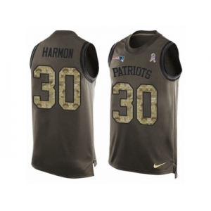 Men's Nike New England Patriots #30 Duron Harmon Limited Green Salute to Service Tank Top NFL Jersey