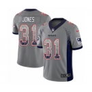 Men's Nike New England Patriots #31 Jonathan Jones Limited Gray Rush Drift Fashion NFL Jersey