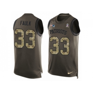 Men's Nike New England Patriots #33 Kevin Faulk Limited Green Salute to Service Tank Top NFL Jersey