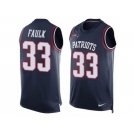 Men's Nike New England Patriots #33 Kevin Faulk Limited Navy Blue Player Name & Number Tank Top NFL Jersey