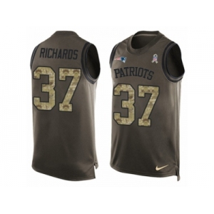 Men's Nike New England Patriots #37 Jordan Richards Limited Green Salute to Service Tank Top NFL Jersey