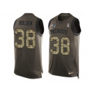 Men's Nike New England Patriots #38 Brandon Bolden Limited Green Salute to Service Tank Top NFL Jersey