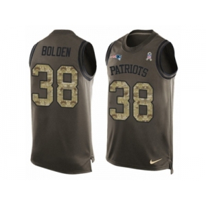 Men's Nike New England Patriots #38 Brandon Bolden Limited Green Salute to Service Tank Top NFL Jersey