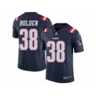 Men's Nike New England Patriots #38 Brandon Bolden Limited Navy Blue Rush NFL Jersey