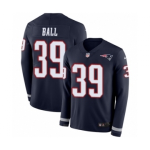 Men's Nike New England Patriots #39 Montee Ball Limited Navy Blue Therma Long Sleeve NFL Jersey