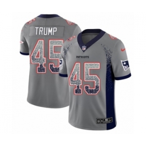 Men's Nike New England Patriots #45 Donald Trump Limited Gray Rush Drift Fashion NFL Jersey