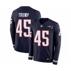 Men's Nike New England Patriots #45 Donald Trump Limited Navy Blue Therma Long Sleeve NFL Jersey