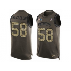 Men's Nike New England Patriots #58 Shea McClellin Limited Green Salute to Service Tank Top NFL Jersey