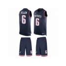 Men's Nike New England Patriots #6 Ryan Allen Limited Navy Blue Tank Top Suit NFL Jersey