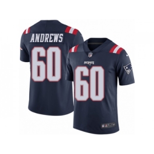 Men's Nike New England Patriots #60 David Andrews Limited Navy Blue Rush NFL Jersey