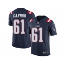 Men's Nike New England Patriots #61 Marcus Cannon Limited Navy Blue Rush NFL Jersey