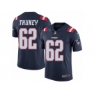 Men's Nike New England Patriots #62 Joe Thuney Limited Navy Blue Rush NFL Jersey