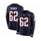 Men's Nike New England Patriots #62 Joe Thuney Limited Navy Blue Therma Long Sleeve NFL Jersey