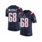 Men's Nike New England Patriots #68 LaAdrian Waddle Limited Navy Blue Rush NFL Jersey