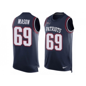 Men's Nike New England Patriots #69 Shaq Mason Limited Navy Blue Player Name & Number Tank Top NFL Jersey