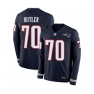 Men's Nike New England Patriots #70 Adam Butler Limited Navy Blue Therma Long Sleeve NFL Jersey