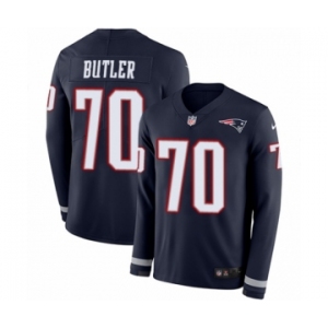 Men's Nike New England Patriots #70 Adam Butler Limited Navy Blue Therma Long Sleeve NFL Jersey