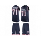 Men's Nike New England Patriots #71 Cameron Fleming Limited Navy Blue Tank Top Suit NFL Jersey