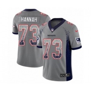 Men's Nike New England Patriots #73 John Hannah Limited Gray Rush Drift Fashion NFL Jersey