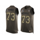 Men's Nike New England Patriots #73 John Hannah Limited Green Salute to Service Tank Top NFL Jersey