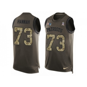 Men's Nike New England Patriots #73 John Hannah Limited Green Salute to Service Tank Top NFL Jersey