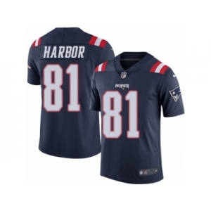 Men's Nike New England Patriots #81 Clay Harbor Limited Navy Blue Rush NFL Jersey