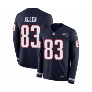 Men's Nike New England Patriots #83 Dwayne Allen Limited Navy Blue Therma Long Sleeve NFL Jersey