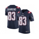 Men's Nike New England Patriots #83 Lavelle Hawkins Limited Navy Blue Rush NFL Jersey