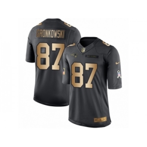 Men's Nike New England Patriots #87 Rob Gronkowski Limited Black Gold Salute to Service NFL Jersey