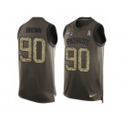 Men's Nike New England Patriots #90 Malcom Brown Limited Green Salute to Service Tank Top NFL Jersey