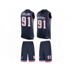 Men's Nike New England Patriots #91 Jamie Collins Limited Navy Blue Tank Top Suit NFL Jersey