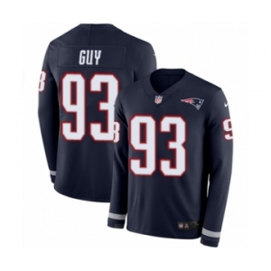 Men's Nike New England Patriots #93 Lawrence Guy Limited Navy Blue Therma Long Sleeve NFL Jersey