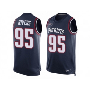 Men's Nike New England Patriots #95 Derek Rivers Limited Navy Blue Player Name & Number Tank Top NFL Jersey