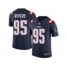 Men's Nike New England Patriots #95 Derek Rivers Limited Navy Blue Rush NFL Jersey