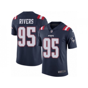 Men's Nike New England Patriots #95 Derek Rivers Limited Navy Blue Rush NFL Jersey