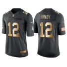 Nike New England Patriots #12 Tom Brady Anthracite 2016 Christmas Gold Men's NFL Limited Salute to Service Jersey