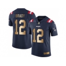 Nike New England Patriots #12 Tom Brady Navy Blue Men's Stitched NFL Limited Gold Rush Jersey