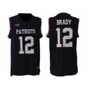 Nike New England Patriots #12 Tom Brady Navy Blue Team Color Men Stitched NFL Limited Tank Top Jersey