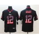 Nike Patriots #12 Tom Brady Black USA Flag Fashion Color Rush Limited Jersey