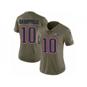 Women Nike New England Patriots #10 Jimmy Garoppolo Limited Olive 2017 Salute to Service NFL Jersey