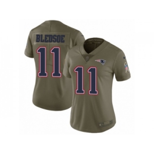 Women Nike New England Patriots #11 Drew Bledsoe Limited Olive 2017 Salute to Service NFL Jersey