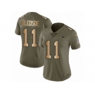 Women Nike New England Patriots #11 Drew Bledsoe Limited Olive Gold 2017 Salute to Service NFL Jersey