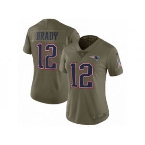 Women Nike New England Patriots #12 Tom Brady Limited Olive 2017 Salute to Service NFL Jersey