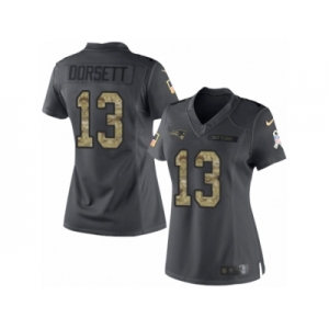 Women Nike New England Patriots #13 Phillip Dorsett Limited Black 2016 Salute to Service NFL Jersey