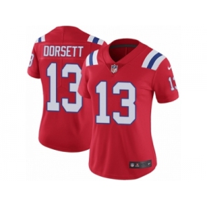 Women Nike New England Patriots #13 Phillip Dorsett Red Alternate Vapor Untouchable Limited Player NFL Jersey