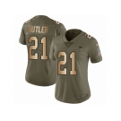 Women Nike New England Patriots #21 Malcolm Butler Limited Olive Gold 2017 Salute to Service NFL Jersey