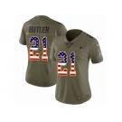 Women Nike New England Patriots #21 Malcolm Butler Limited Olive USA Flag 2017 Salute to Service NFL Jersey