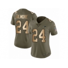 Women Nike New England Patriots #24 Stephon Gilmore Limited Olive Gold 2017 Salute to Service NFL Jersey