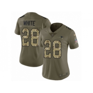 Women Nike New England Patriots #28 James White Limited Olive Camo 2017 Salute to Service NFL Jersey